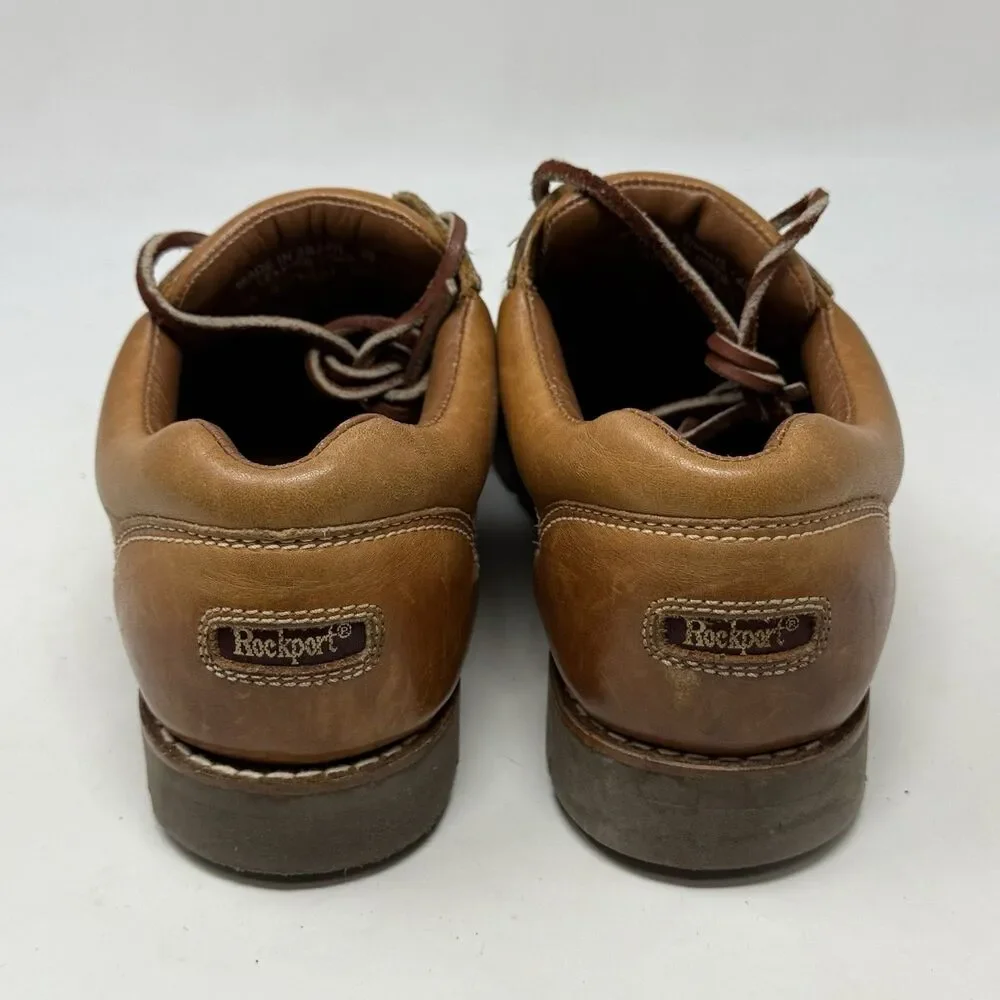 Rockport Lug Sole Moc Toe Shoes Mens 9 M Brown Leather Casual Boat Lace Up